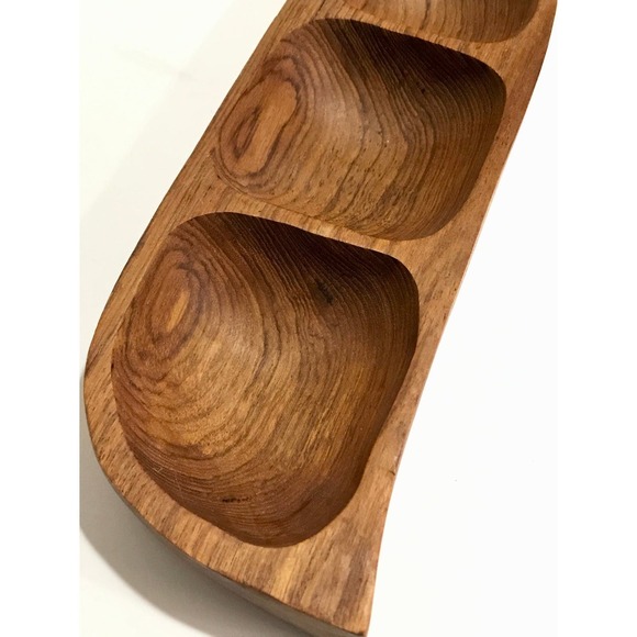 Vintage MCM Teak Leaf Serving Tray - Picture 4 of 7